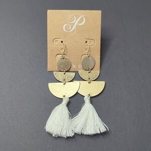 Plunder Gold and Cream Tassel Earrings